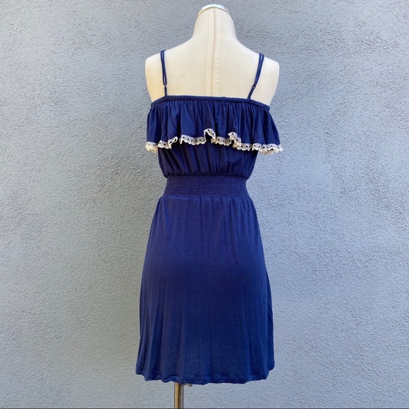Navy Blue Ruffle Dress - Picture 5 of 7